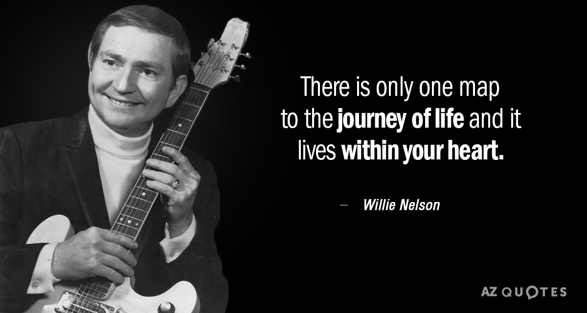 Willie Nelson quote: There is only one map to the journey of life and it lives...
