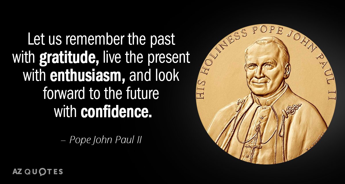Pope John Paul II quote: Let us remember the past with gratitude, live the present with...