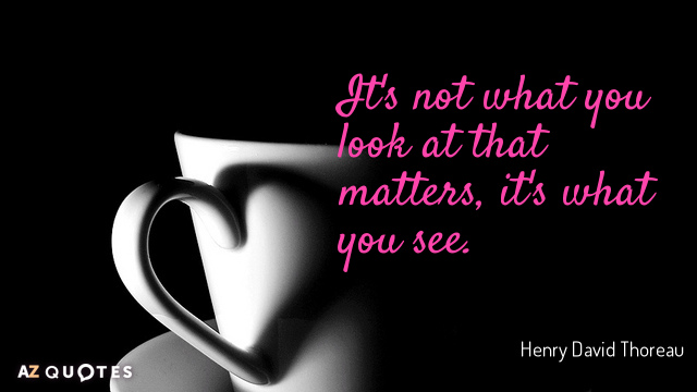 Henry David Thoreau quote: It's not what you look at that matters, it's what you see.