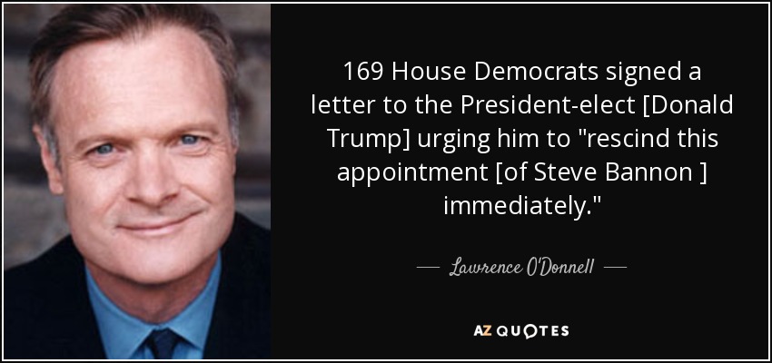 169 House Democrats signed a letter to the President-elect [Donald Trump] urging him to 