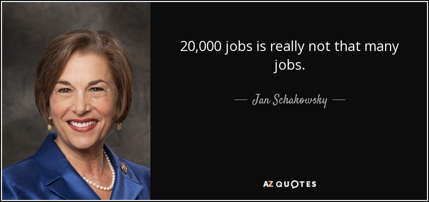 20,000 jobs is really not that many jobs. - Jan Schakowsky