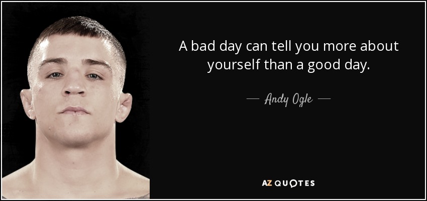 A bad day can tell you more about yourself than a good day. - Andy Ogle