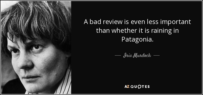 A bad review is even less important than whether it is raining in Patagonia. - Iris Murdoch