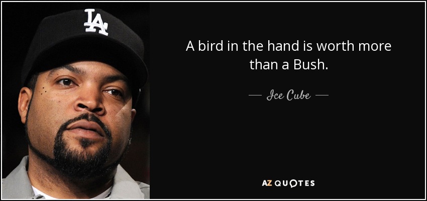 A bird in the hand is worth more than a Bush. - Ice Cube