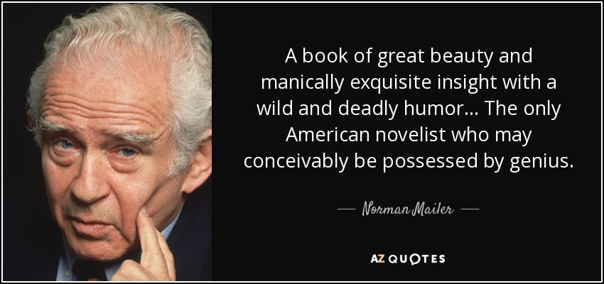 A book of great beauty and manically exquisite insight with a wild and deadly humor . . . The only American novelist who may conceivably be possessed by genius. - Norman Mailer