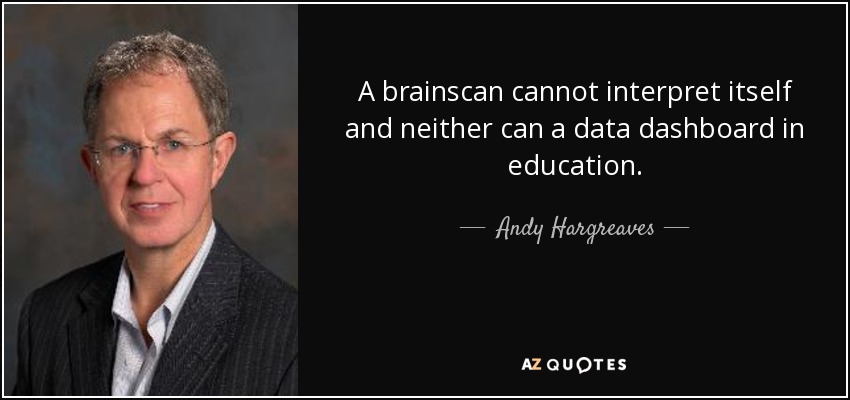 A brainscan cannot interpret itself and neither can a data dashboard in education. - Andy Hargreaves