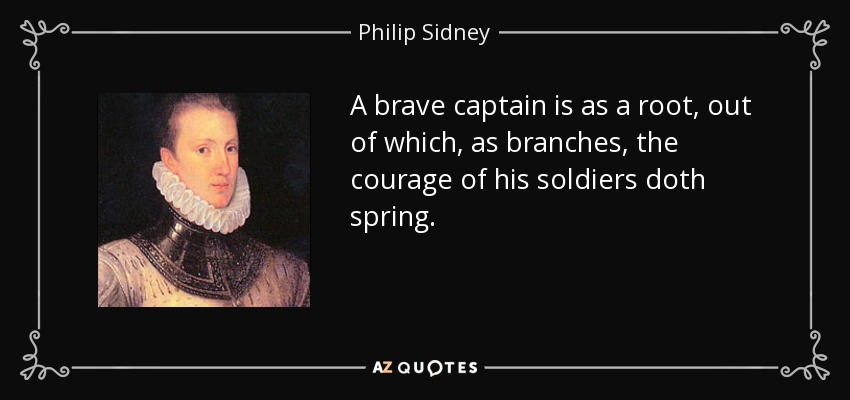 A brave captain is as a root, out of which, as branches, the courage of his soldiers doth spring. - Philip Sidney