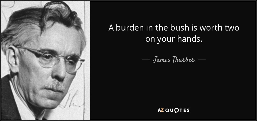 A burden in the bush is worth two on your hands. - James Thurber