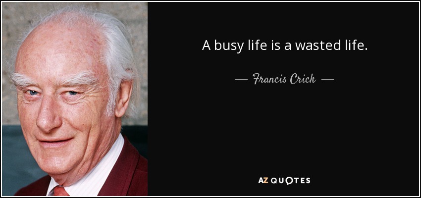 A busy life is a wasted life. - Francis Crick
