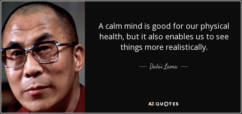A calm mind is good for our physical health, but it also enables us to see things more realistically. - Dalai Lama