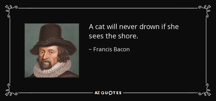 A cat will never drown if she sees the shore. - Francis Bacon