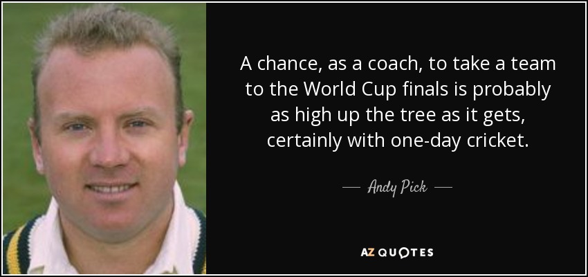A chance, as a coach, to take a team to the World Cup finals is probably as high up the tree as it gets, certainly with one-day cricket. - Andy Pick