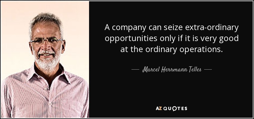 A company can seize extra-ordinary opportunities only if it is very good at the ordinary operations. - Marcel Herrmann Telles