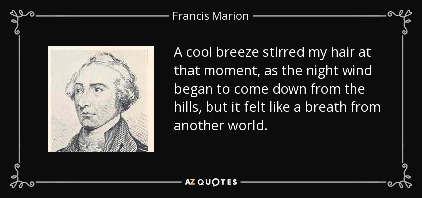 Francis Marion quote: A cool breeze stirred my hair at that moment, as...