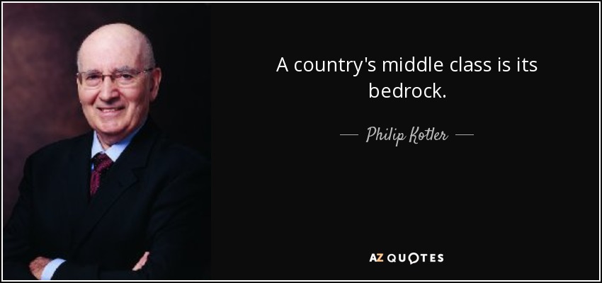 A country's middle class is its bedrock. - Philip Kotler