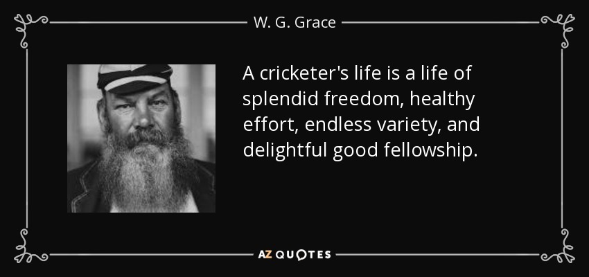 A cricketer's life is a life of splendid freedom, healthy effort, endless variety, and delightful good fellowship. - W. G. Grace