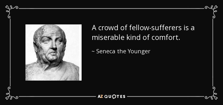 A crowd of fellow-sufferers is a miserable kind of comfort. - Seneca the Younger