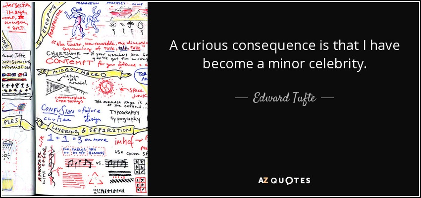 A curious consequence is that I have become a minor celebrity. - Edward Tufte