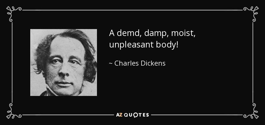 A demd, damp, moist, unpleasant body! - Charles Dickens