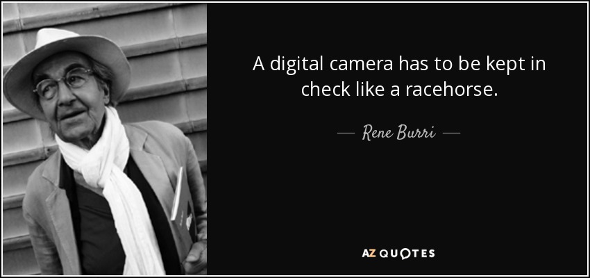 A digital camera has to be kept in check like a racehorse. - Rene Burri