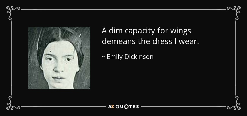 A dim capacity for wings demeans the dress I wear. - Emily Dickinson