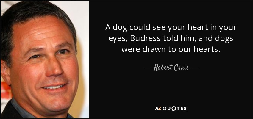 A dog could see your heart in your eyes, Budress told him, and dogs were drawn to our hearts. - Robert Crais