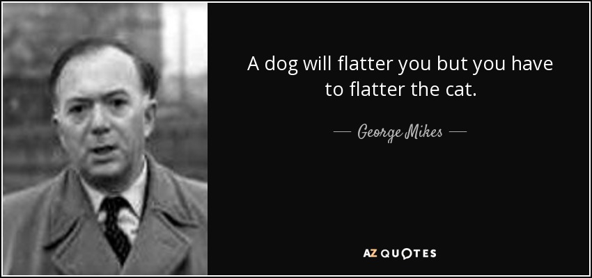 A dog will flatter you but you have to flatter the cat. - George Mikes