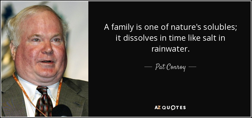 A family is one of nature's solubles; it dissolves in time like salt in rainwater. - Pat Conroy