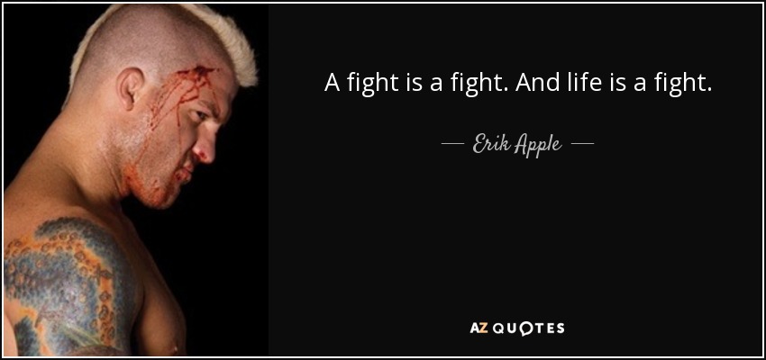 A fight is a fight. And life is a fight. - Erik Apple
