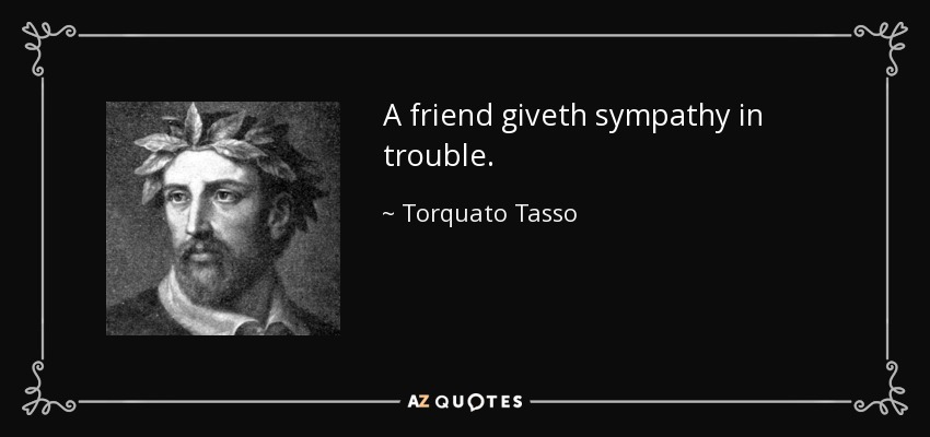 A friend giveth sympathy in trouble. - Torquato Tasso