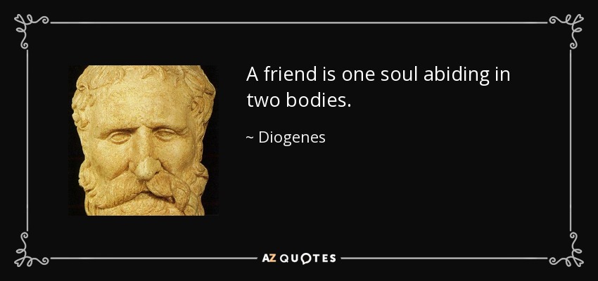 A friend is one soul abiding in two bodies. - Diogenes