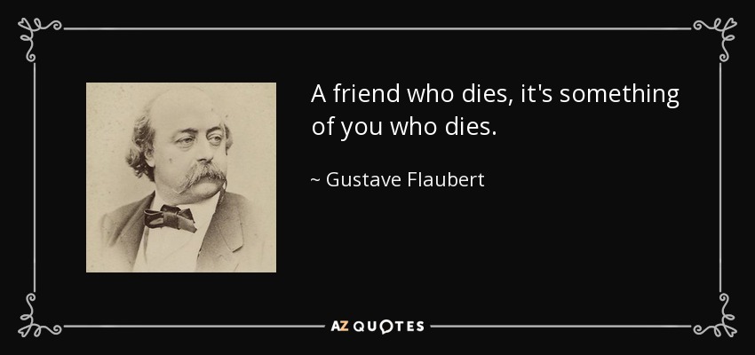 A friend who dies, it's something of you who dies. - Gustave Flaubert