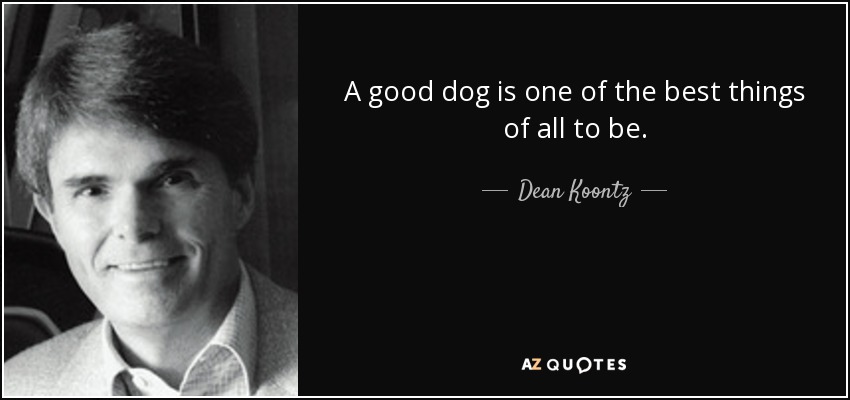A good dog is one of the best things of all to be. - Dean Koontz