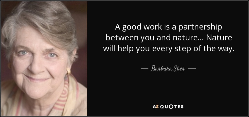 A good work is a partnership between you and nature... Nature will help you every step of the way. - Barbara Sher