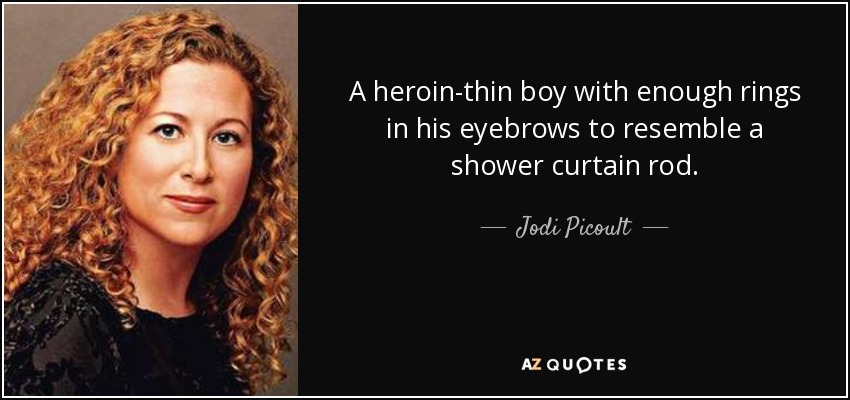 A heroin-thin boy with enough rings in his eyebrows to resemble a shower curtain rod. - Jodi Picoult