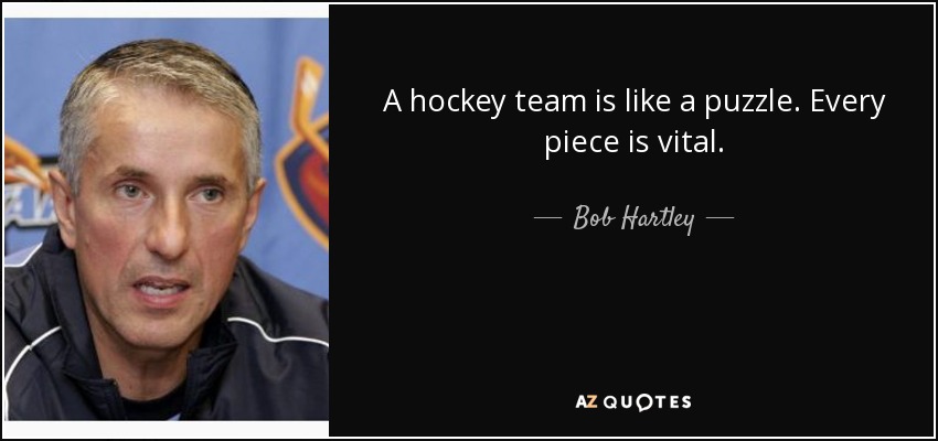 A hockey team is like a puzzle. Every piece is vital. - Bob Hartley