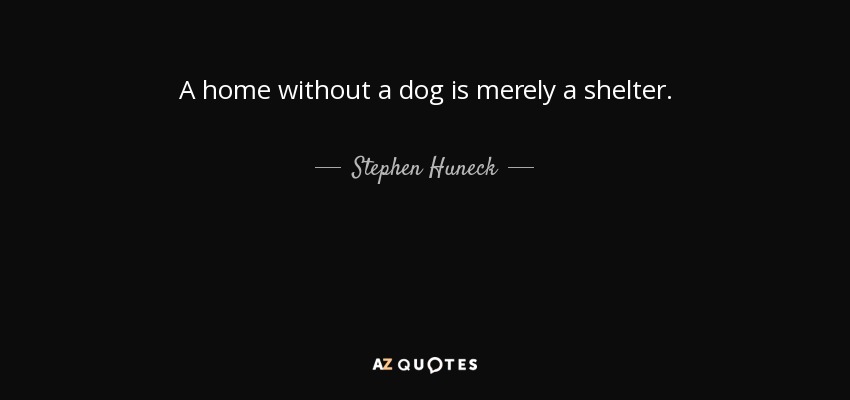 A home without a dog is merely a shelter. - Stephen Huneck