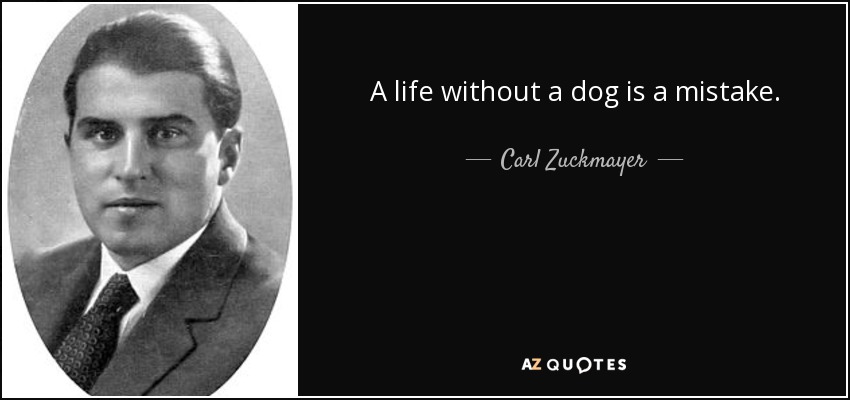 A life without a dog is a mistake. - Carl Zuckmayer