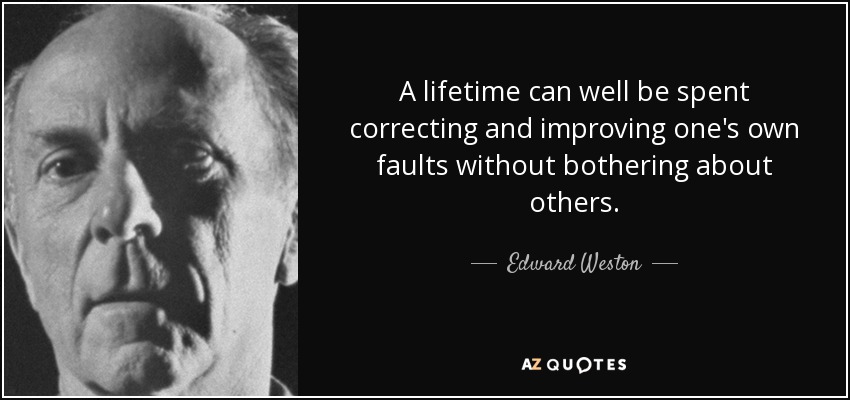 A lifetime can well be spent correcting and improving one's own faults without bothering about others. - Edward Weston