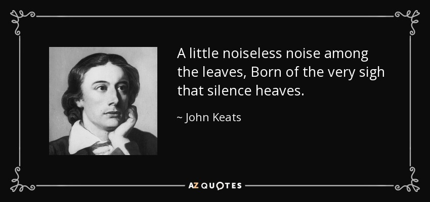 A little noiseless noise among the leaves, Born of the very sigh that silence heaves. - John Keats