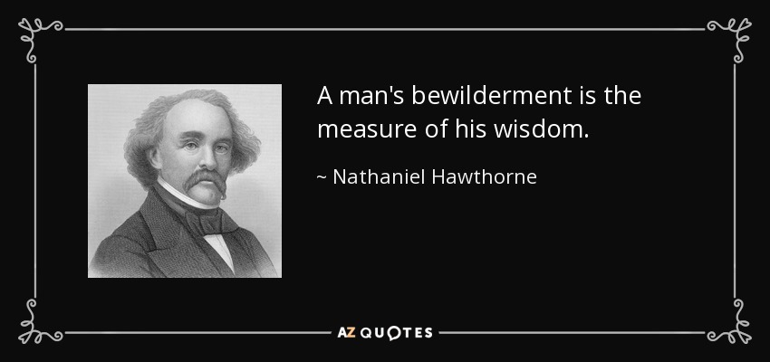 A man's bewilderment is the measure of his wisdom. - Nathaniel Hawthorne