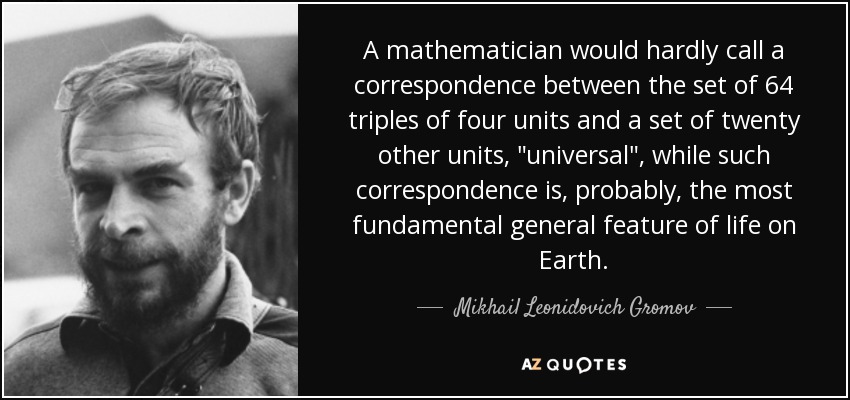 A mathematician would hardly call a correspondence between the set of 64 triples of four units and a set of twenty other units, 