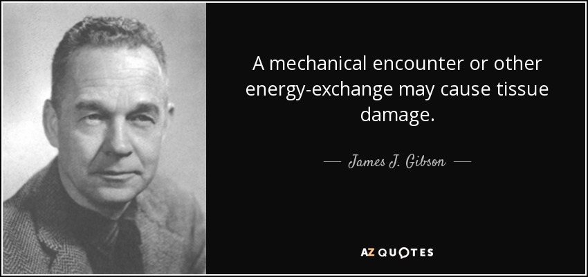 A mechanical encounter or other energy-exchange may cause tissue damage. - James J. Gibson
