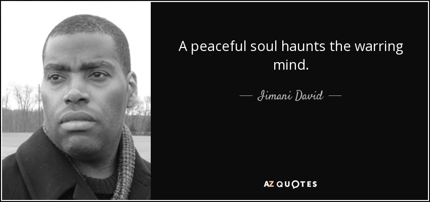 A peaceful soul haunts the warring mind. - Iimani David