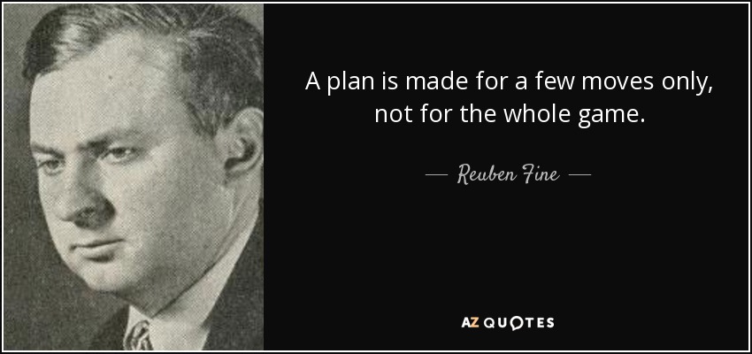 A plan is made for a few moves only, not for the whole game. - Reuben Fine