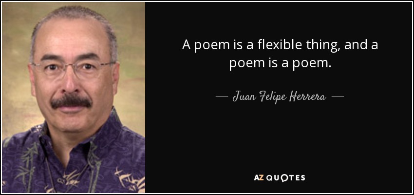 A poem is a flexible thing, and a poem is a poem. - Juan Felipe Herrera