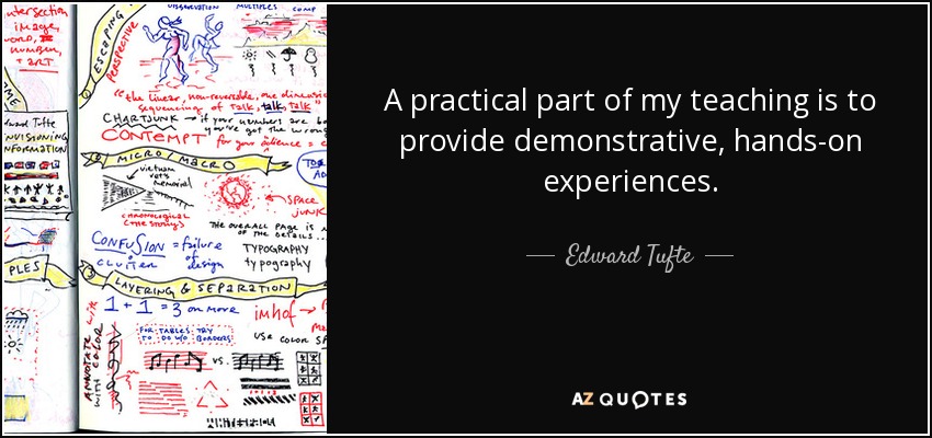 A practical part of my teaching is to provide demonstrative, hands-on experiences. - Edward Tufte