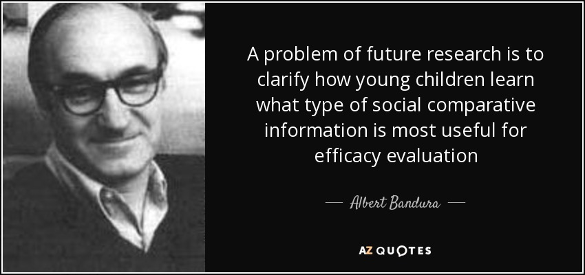 A problem of future research is to clarify how young children learn what type of social comparative information is most useful for efficacy evaluation - Albert Bandura