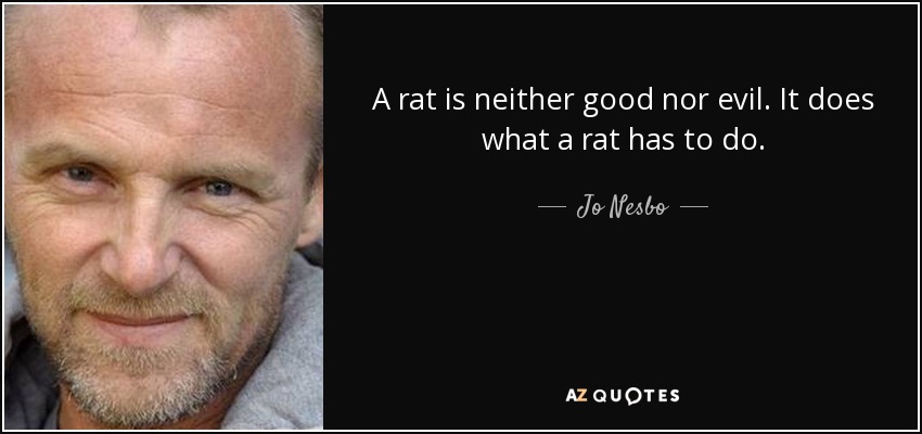 A rat is neither good nor evil. It does what a rat has to do. - Jo Nesbo