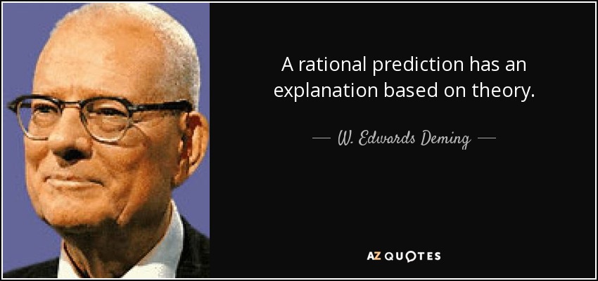 A rational prediction has an explanation based on theory. - W. Edwards Deming